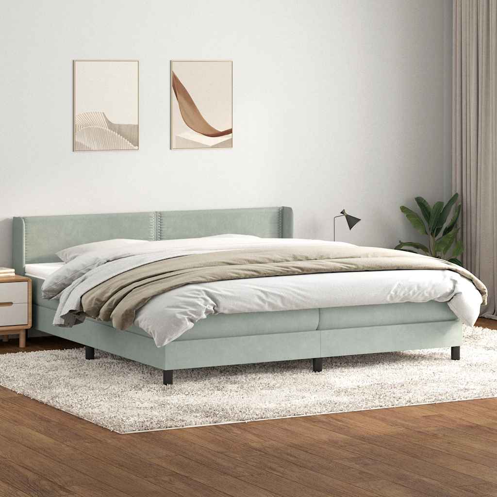 Boxspring met matras fluweel lichtgrijs 180x220 cm